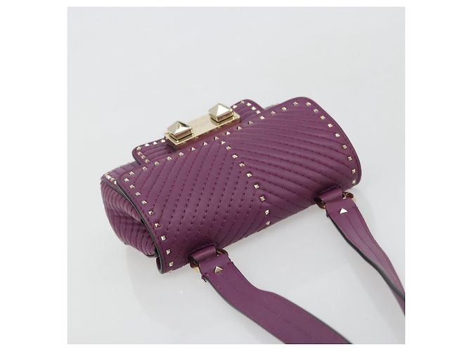 Borsa a tracolla VALENTINO Rock Studs in pelle 2way Viola Oro Auth 179216A D'oro Porpora - vista 6