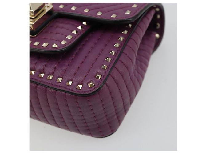 Borsa a tracolla VALENTINO Rock Studs in pelle 2way Viola Oro Auth 179216A D'oro Porpora - vista 8