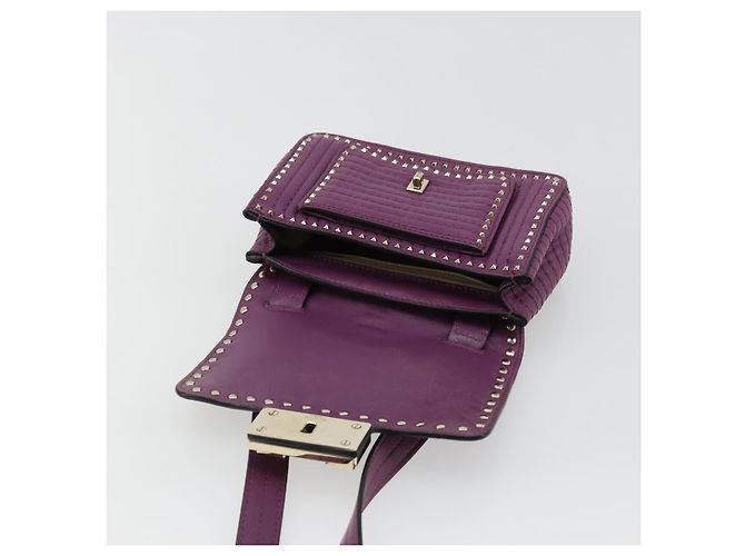 Borsa a tracolla VALENTINO Rock Studs in pelle 2way Viola Oro Auth 179216A D'oro Porpora - vista 9
