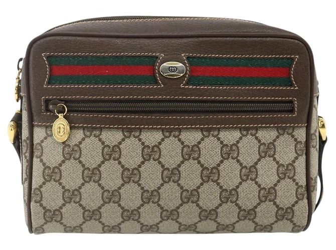 Borsa a Spalla GUCCI GG Supreme Web Sherry Line PVC Beige Oro Auth 179865 D'oro - vista 13