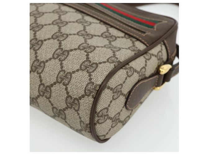 Borsa a Spalla GUCCI GG Supreme Web Sherry Line PVC Beige Oro Auth 179865 D'oro - vista 14