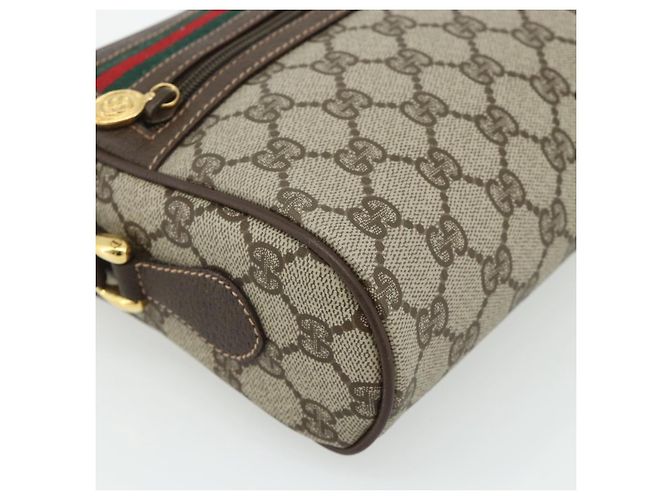 Borsa a Spalla GUCCI GG Supreme Web Sherry Line PVC Beige Oro Auth 179865 D'oro - vista 15