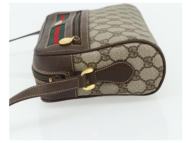 Borsa a Spalla GUCCI GG Supreme Web Sherry Line PVC Beige Oro Auth 179865 D'oro - vista 3