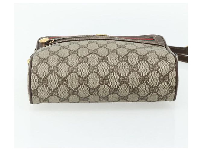 Borsa a Spalla GUCCI GG Supreme Web Sherry Line PVC Beige Oro Auth 179865 D'oro - vista 5