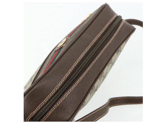 Borsa a Spalla GUCCI GG Supreme Web Sherry Line PVC Beige Oro Auth 179865 D'oro - vista 6
