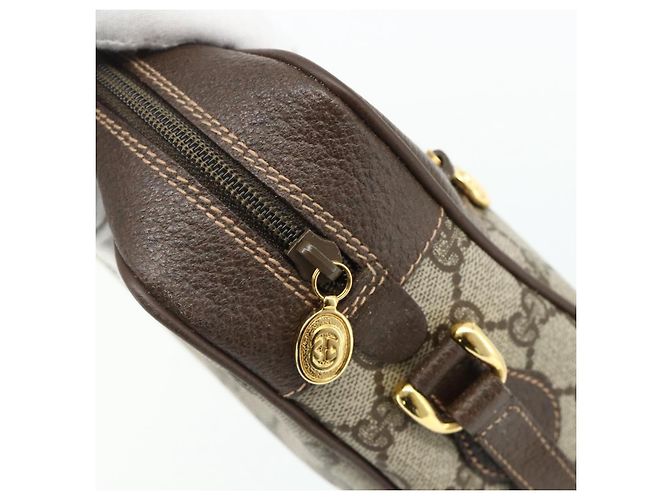 Borsa a Spalla GUCCI GG Supreme Web Sherry Line PVC Beige Oro Auth 179865 D'oro - vista 9