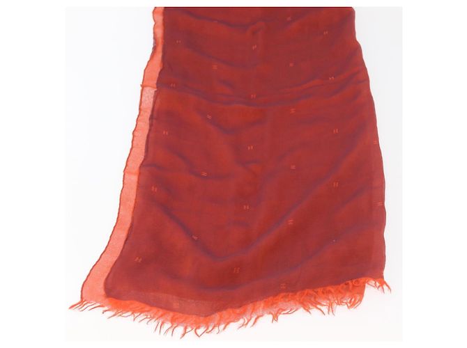 Hermès Pañuelo HERMES de seda rojo Auth bs34883A Roja - vista 4