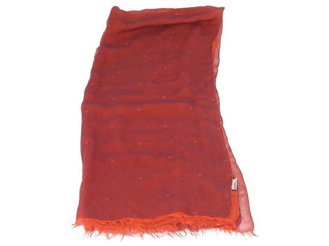 Hermès Pañuelo HERMES de seda rojo Auth bs34883A Roja - vista 5