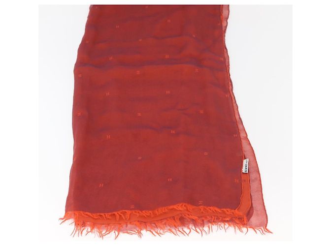 Hermès Pañuelo HERMES de seda rojo Auth bs34883A Roja - vista 7
