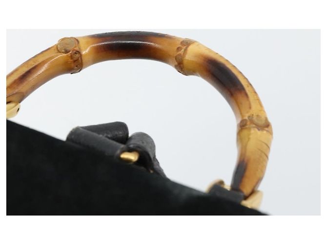 Zaino GUCCI Bamboo in scamosciato nero e oro 003 1705 0030 Auth 177608 D'oro - vista 14
