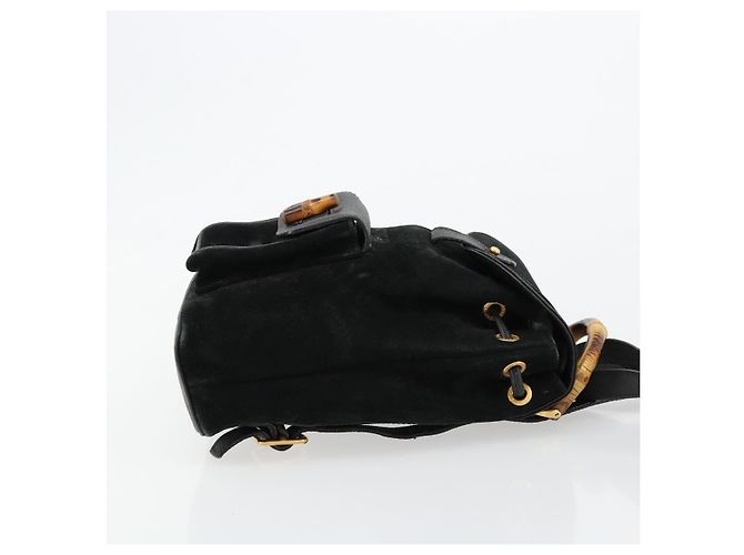 Zaino GUCCI Bamboo in scamosciato nero e oro 003 1705 0030 Auth 177608 D'oro - vista 3