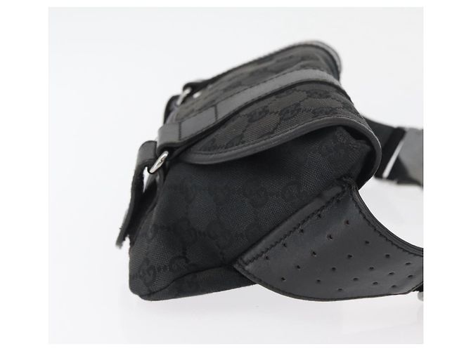 Marsupio GUCCI GG Canvas Nero Argento 145351 Auth 180238 - vista 3