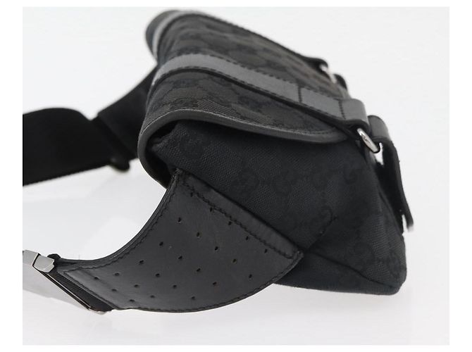 Marsupio GUCCI GG Canvas Nero Argento 145351 Auth 180238 - vista 4