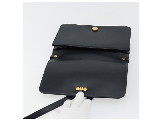 Borsa a tracolla Christian Dior in pelle blu navy e oro Auth am11577 D'oro - vista 11