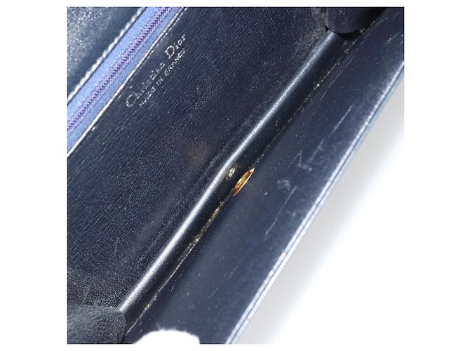 Borsa a tracolla Christian Dior in pelle blu navy e oro Auth am11577 D'oro - vista 12