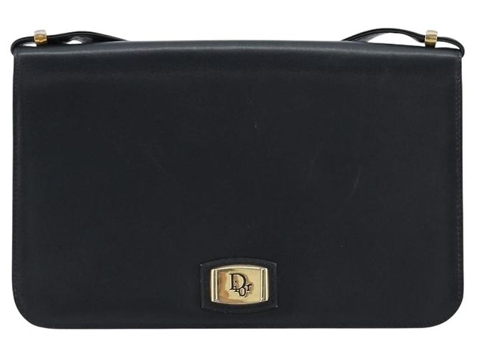 Borsa a tracolla Christian Dior in pelle blu navy e oro Auth am11577 D'oro - vista 13