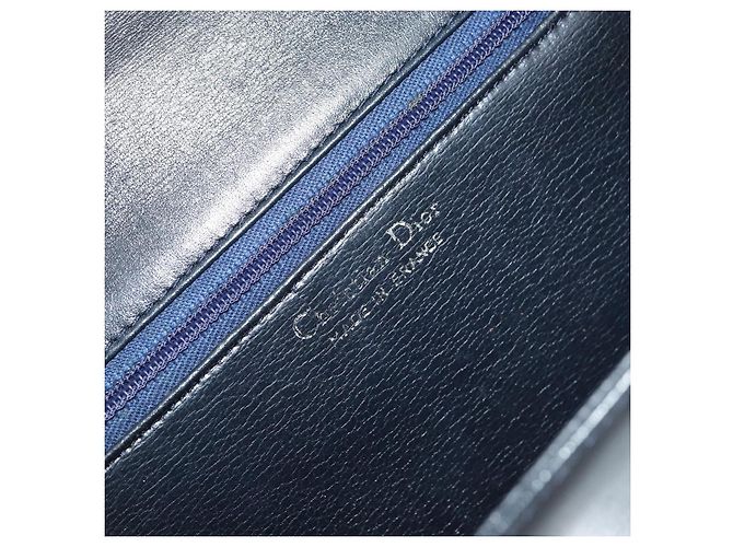 Borsa a tracolla Christian Dior in pelle blu navy e oro Auth am11577 D'oro - vista 18