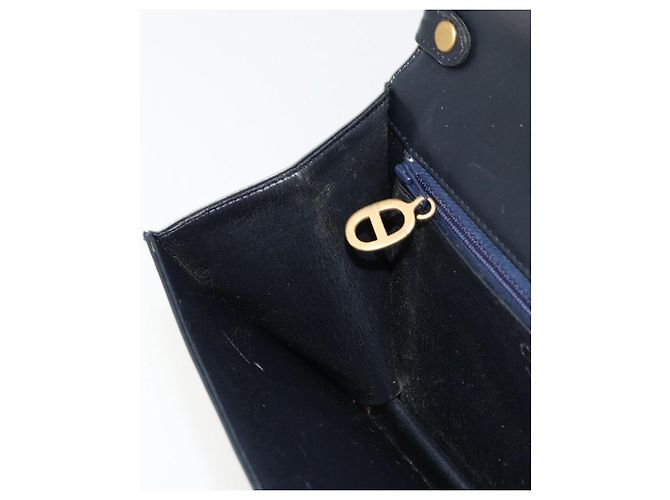 Borsa a tracolla Christian Dior in pelle blu navy e oro Auth am11577 D'oro - vista 20