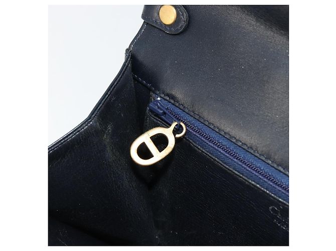 Borsa a tracolla Christian Dior in pelle blu navy e oro Auth am11577 D'oro - vista 21