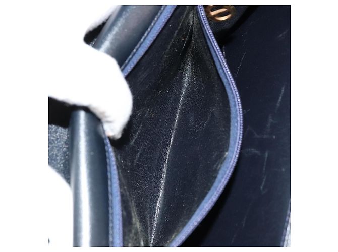 Borsa a tracolla Christian Dior in pelle blu navy e oro Auth am11577 D'oro - vista 22