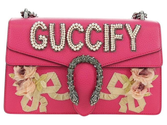 Borsa a Spalla GUCCI Chain Dionysus Small in Pelle Rosa Argento 400249 Auth mr2426V - vista 13