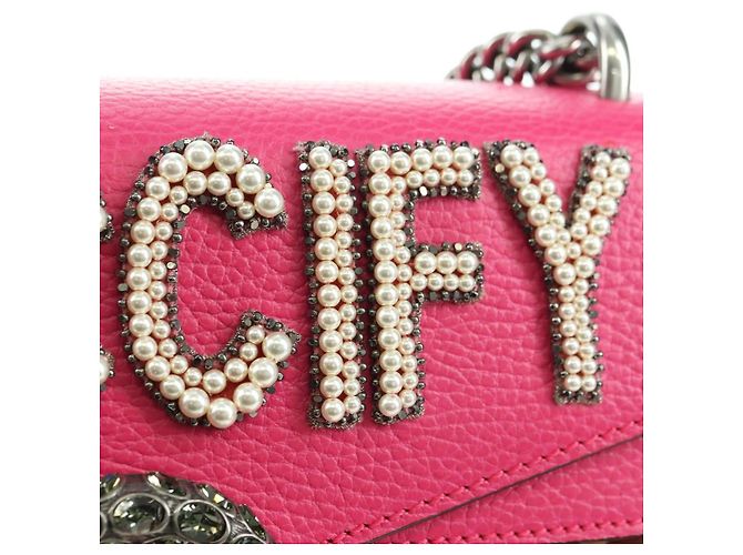 Borsa a Spalla GUCCI Chain Dionysus Small in Pelle Rosa Argento 400249 Auth mr2426V - vista 22