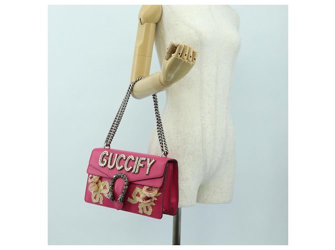 Borsa a Spalla GUCCI Chain Dionysus Small in Pelle Rosa Argento 400249 Auth mr2426V - vista 31