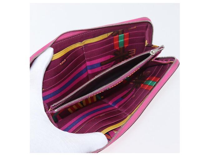 Hermès Portafoglio HERMES in pelle 3 pezzi Rosa Rosso beige Auth bs34898 - vista 13