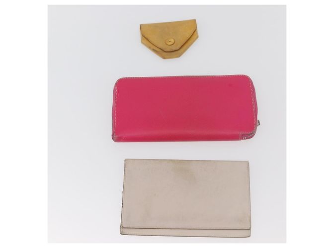 Hermès Portafoglio HERMES in pelle 3 pezzi Rosa Rosso beige Auth bs34898 - vista 2