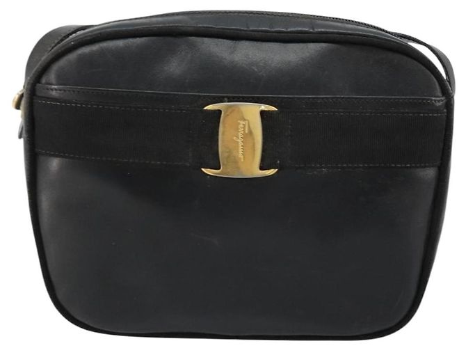 Borsa a Spalla Salvatore Ferragamo Vala in Pelle Nera e Oro Auth BA12552 Nero D'oro - vista 13