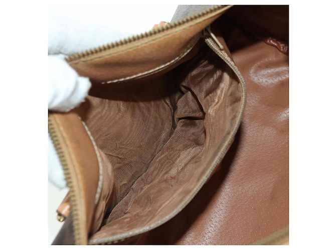 Céline Borsa Boston CELINE in tela Macadam PVC Pelle Marrone Oro Auth 176802V D'oro - vista 10