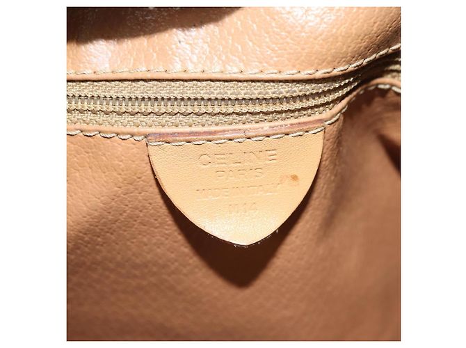 Céline Borsa Boston CELINE in tela Macadam PVC Pelle Marrone Oro Auth 176802V D'oro - vista 11