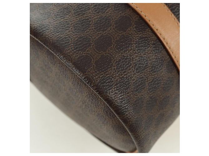 Céline Borsa Boston CELINE in tela Macadam PVC Pelle Marrone Oro Auth 176802V D'oro - vista 15
