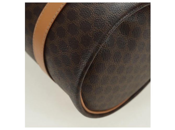 Céline Borsa Boston CELINE in tela Macadam PVC Pelle Marrone Oro Auth 176802V D'oro - vista 18