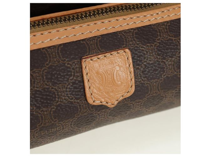 Céline Borsa Boston CELINE in tela Macadam PVC Pelle Marrone Oro Auth 176802V D'oro - vista 19