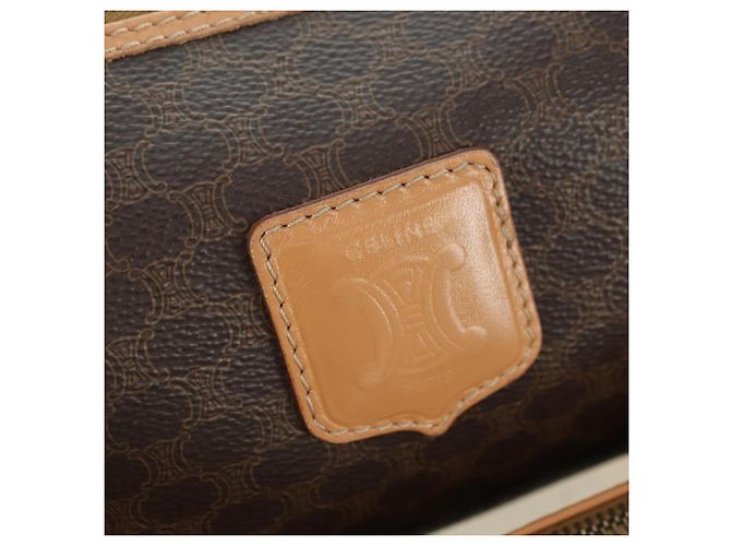 Céline Borsa Boston CELINE in tela Macadam PVC Pelle Marrone Oro Auth 176802V D'oro - vista 22