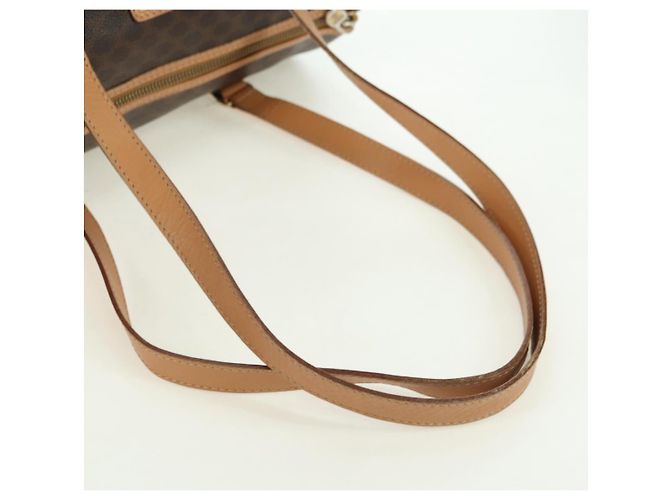 Céline Borsa Boston CELINE in tela Macadam PVC Pelle Marrone Oro Auth 176802V D'oro - vista 7