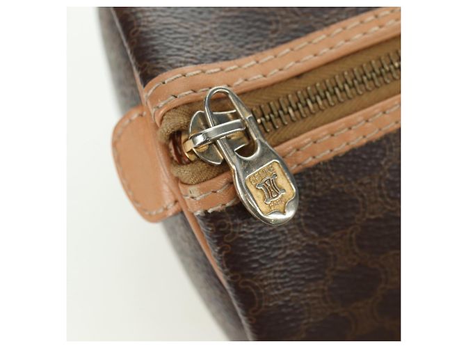 Céline Borsa Boston CELINE in tela Macadam PVC Pelle Marrone Oro Auth 176802V D'oro - vista 8