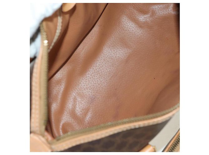 Céline Borsa Boston CELINE in tela Macadam PVC Pelle Marrone Oro Auth 176802V D'oro - vista 9