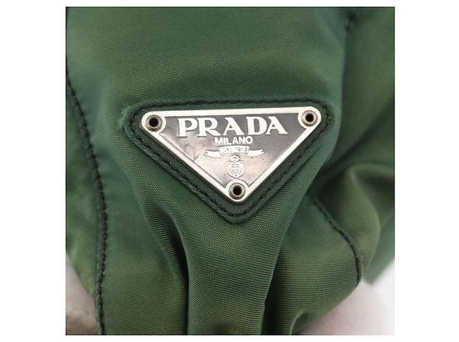 Borsa Tote PRADA Nylon Verde Nero Auth ti3933 - vista 17