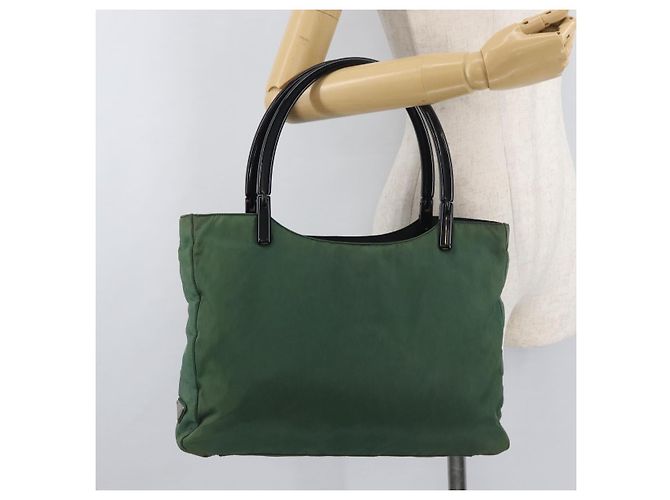 Borsa Tote PRADA Nylon Verde Nero Auth ti3933 - vista 27