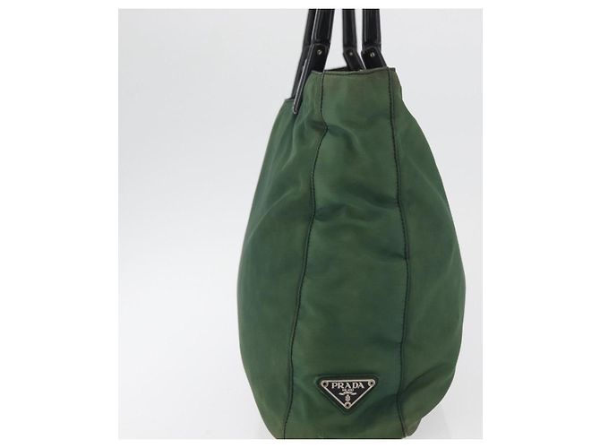 Borsa Tote PRADA Nylon Verde Nero Auth ti3933 - vista 5
