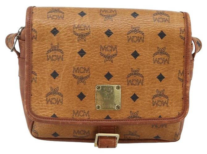 Borsa a tracolla MCM Vicetos Logogram PVC Marrone Oro Auth 180068 D'oro - vista 13