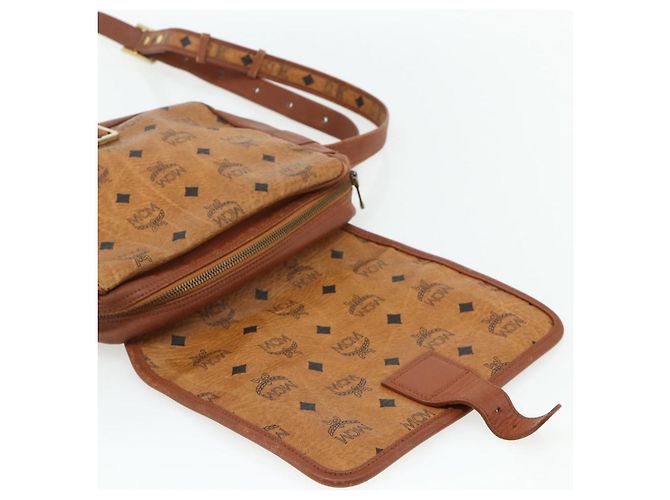 Borsa a tracolla MCM Vicetos Logogram PVC Marrone Oro Auth 180068 D'oro - vista 17
