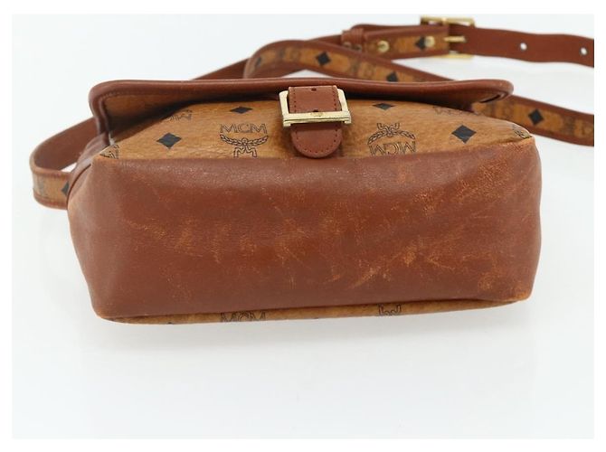 Borsa a tracolla MCM Vicetos Logogram PVC Marrone Oro Auth 180068 D'oro - vista 5
