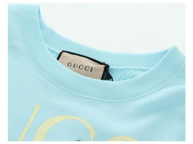 GUCCI Bananya Kollaboration Trainer Baumwolle Hellblau Auth 179651M - Ansicht 14