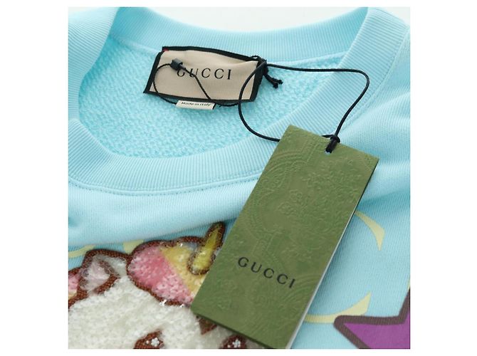 GUCCI Bananya Kollaboration Trainer Baumwolle Hellblau Auth 179651M - Ansicht 15