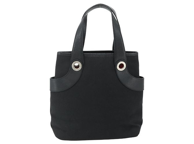 Bulgari Borsa BVLGARI Logo Mania in tela nero argento Auth 180084 - vista 2