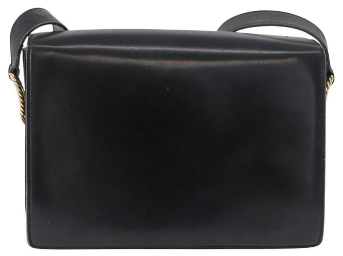 Céline Bolsa de Ombro CELINE em Couro Preto com Detalhes Dourados Auth 179985 - vista 2