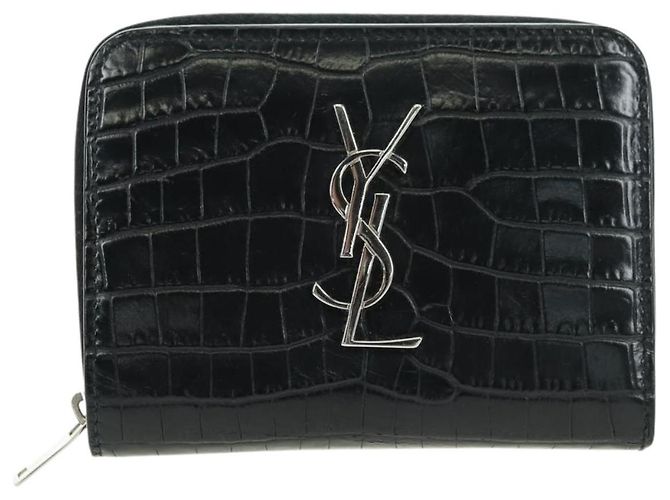 SAINT LAURENT Carteira Compacta Cassandra Croco Embossing Black Auth 179335M Preto - vista 13